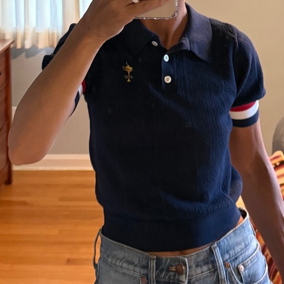 Barstool Golf Ryder Cup Knit Polo Shirt Navy Size Medium - Picture 6 of 6